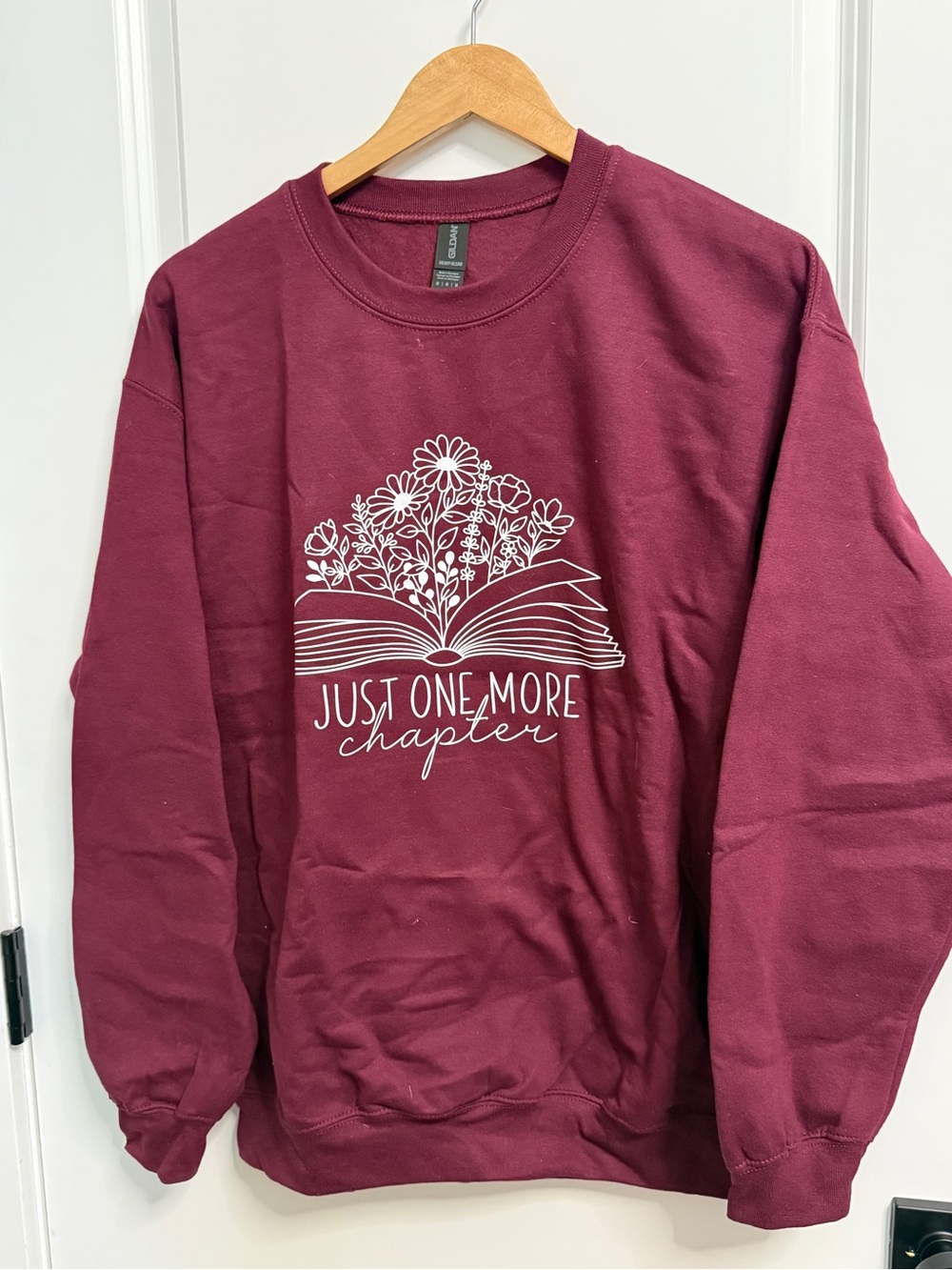 Gildan just one more chapter wine maroon Crewneck Sweatshirt